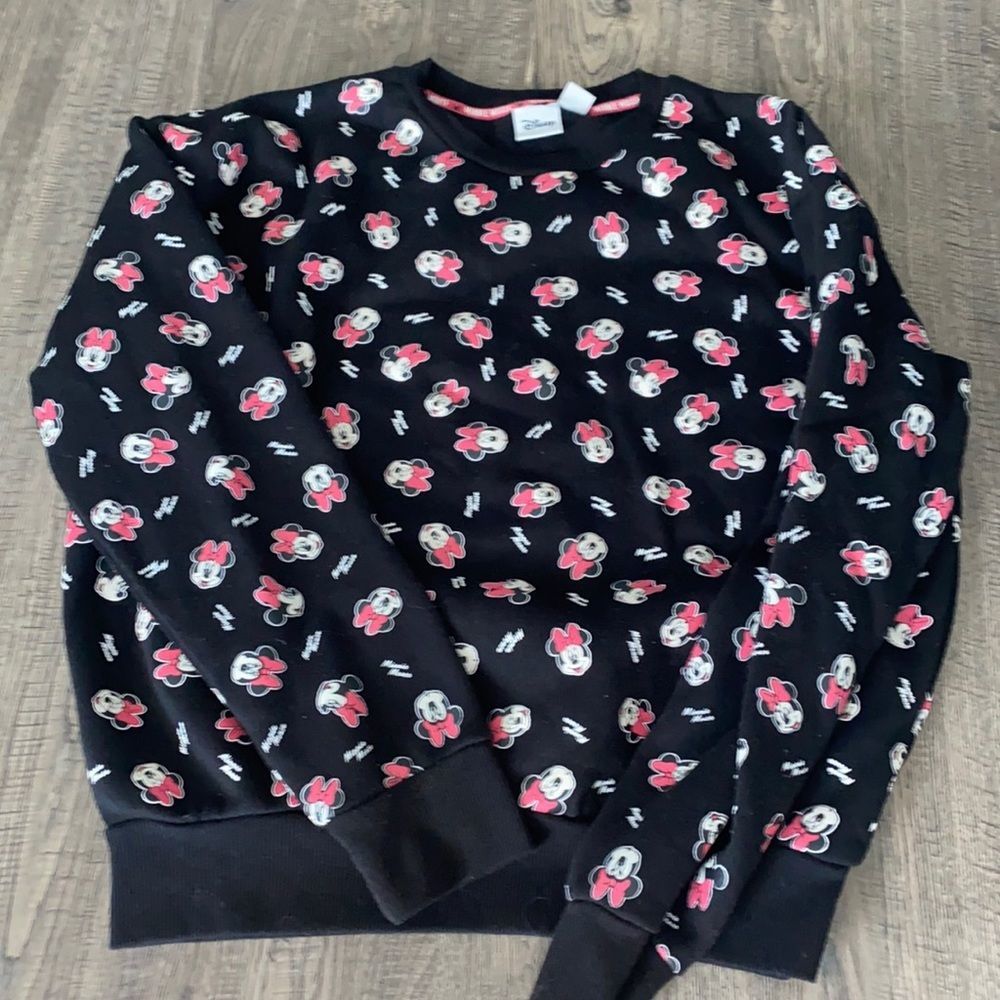 Disney Minnie Mouse Crewneck Sweater Black Juniors XS